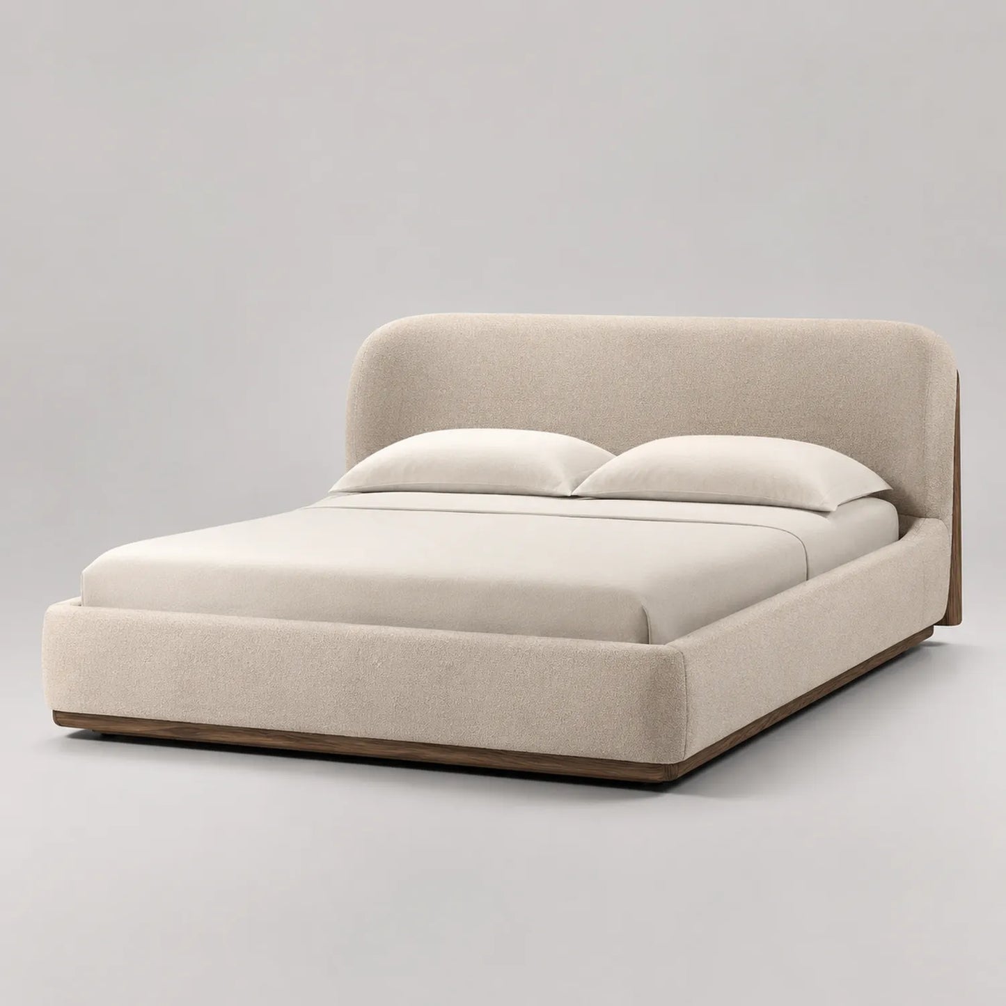 Polsterbett aus Strukturstoff mit Holzrahmen Beige 210x180x110 cm
