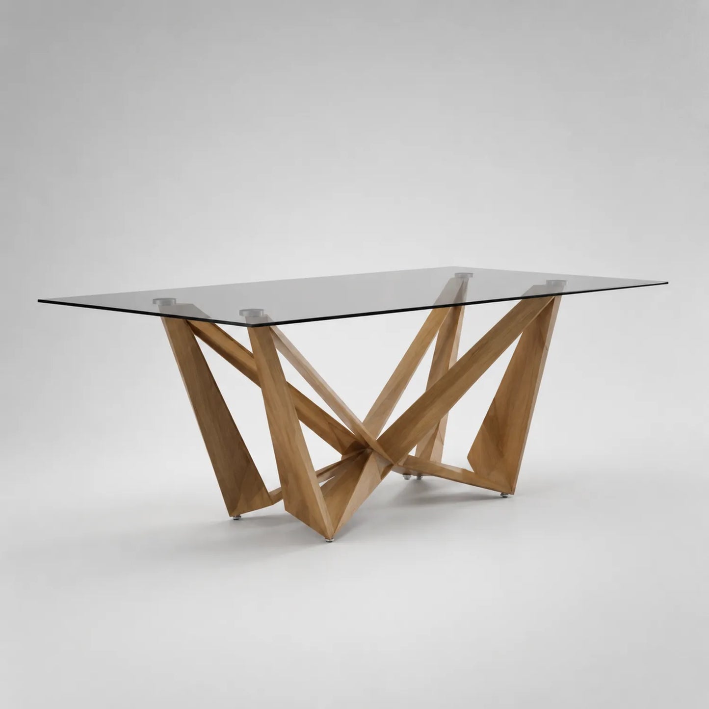 Esszimmertisch mit Eichenholz und klarem Sicherheitsglas, 200x100x75 cm