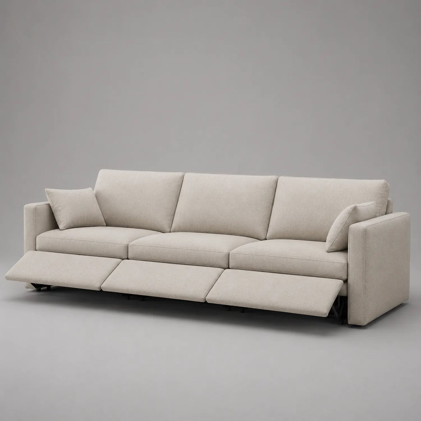 3-Sitzer Sofa mit Relaxfunktion Stoff Beige 220 cm