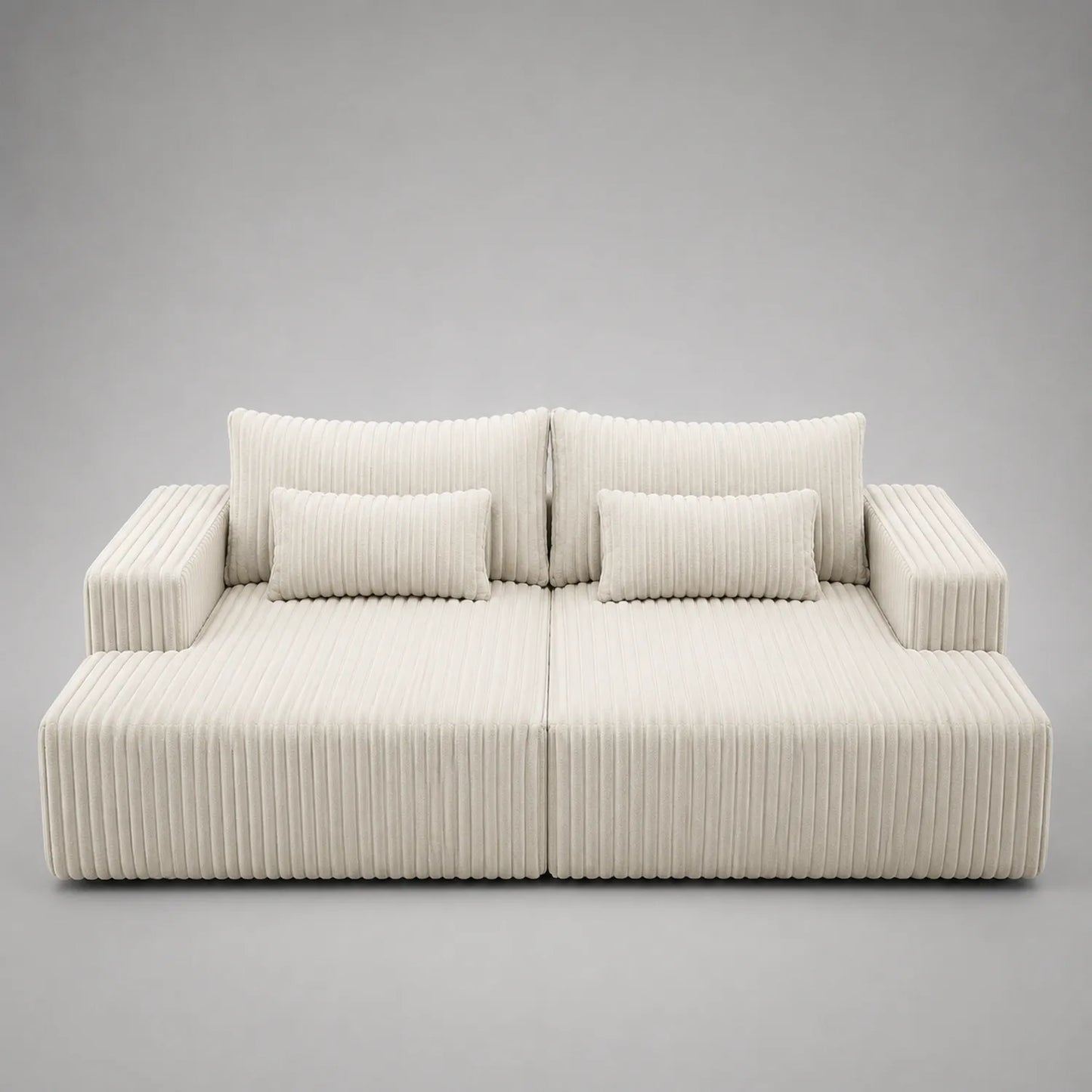 2-Sitzer Sofa Cord Stoff Beige 180x90x85cm