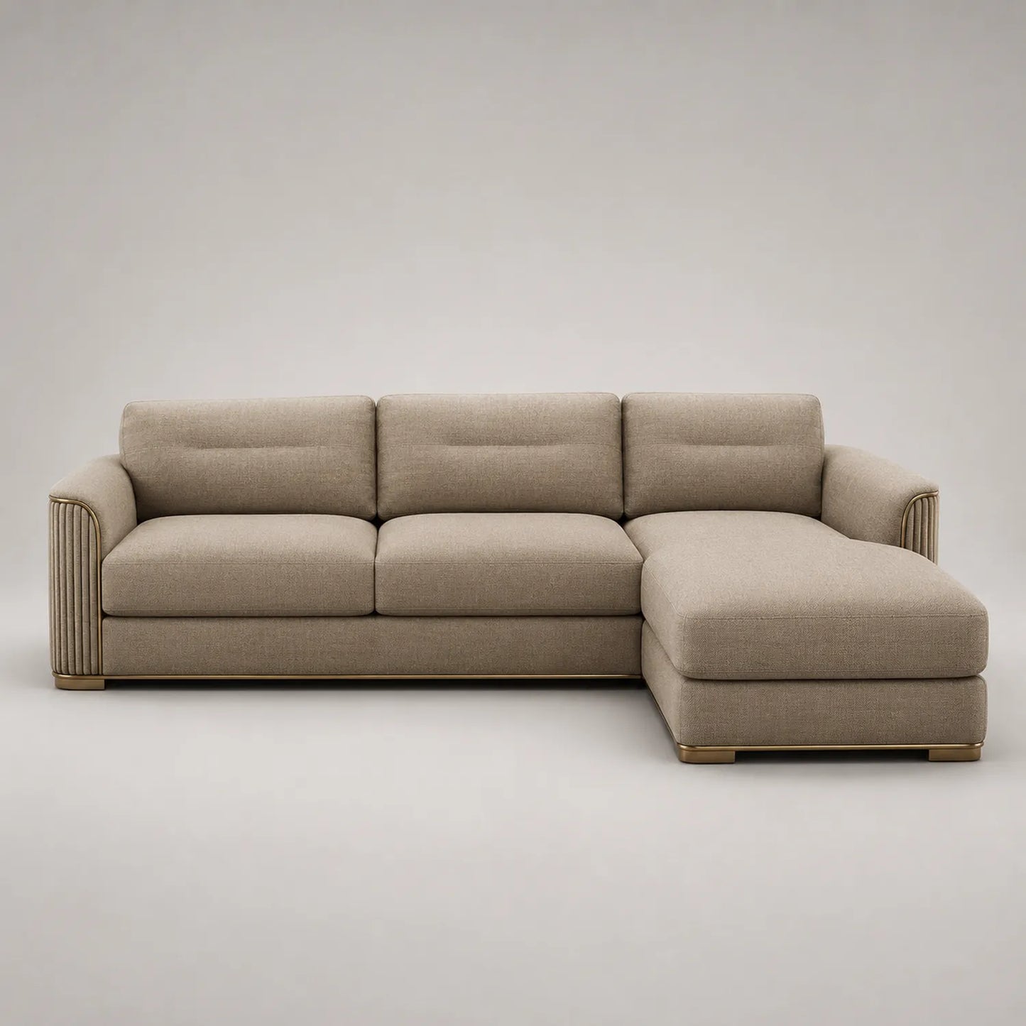 Ecksofa aus Polyestergewebe Beige L-Form 265x200x80 cm