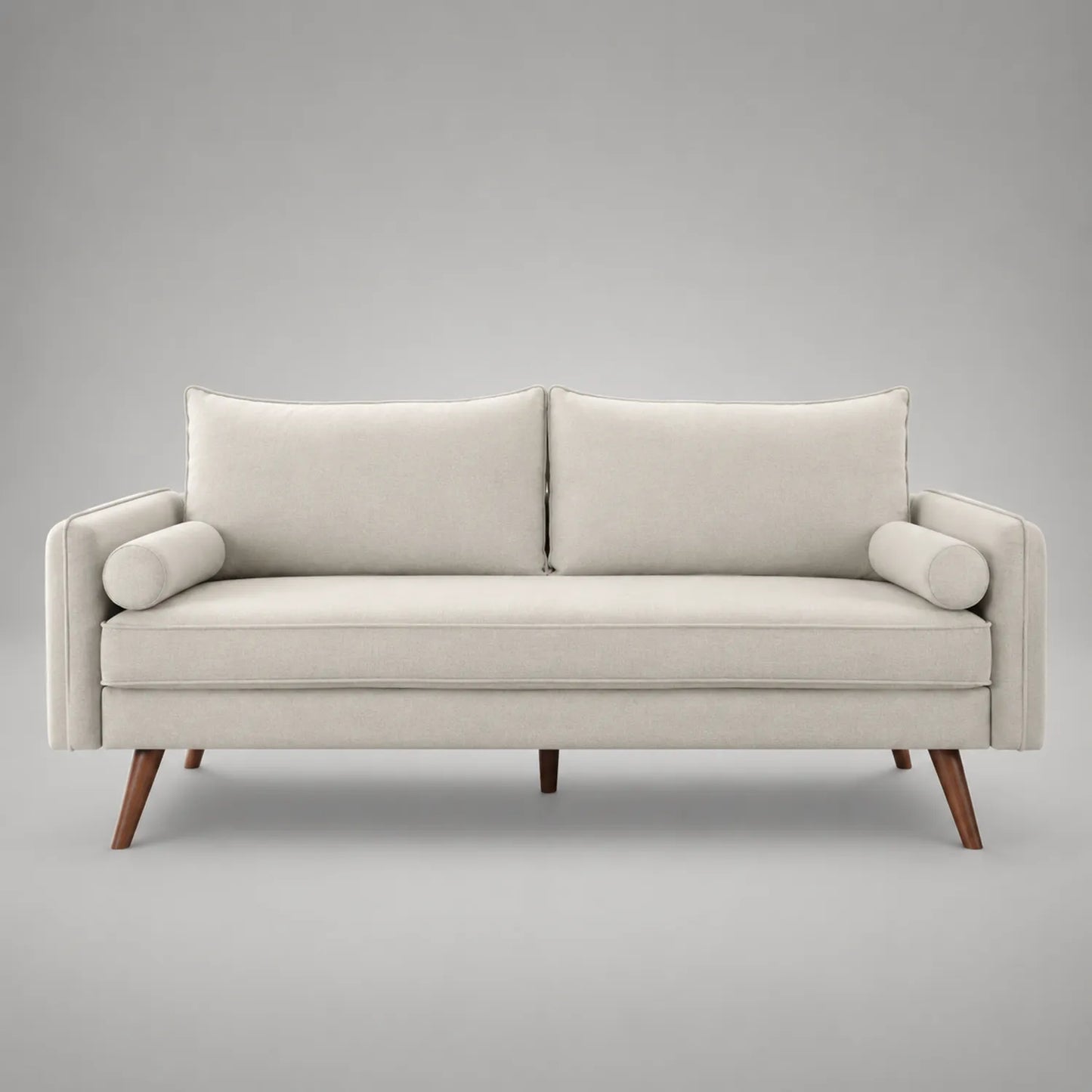 3-Sitzer Sofa Stoff Beige mit Massivholzbeinen