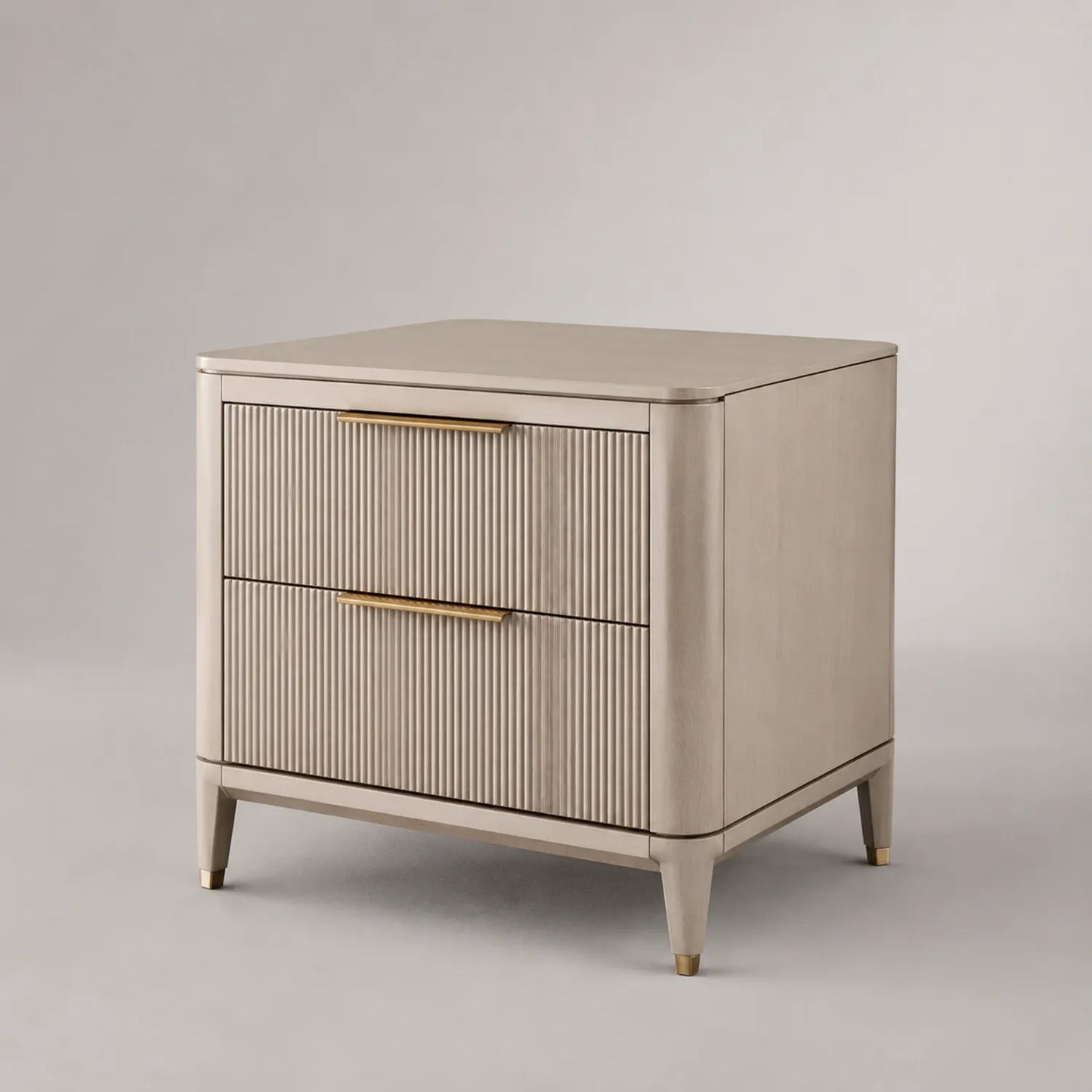 Holz Nachttisch mit zwei Schubladen Beige