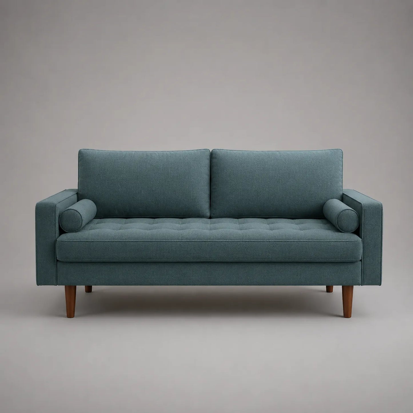 3-Sitzer Sofa mit Holzfüßen und Polyesterbezug in Petrol