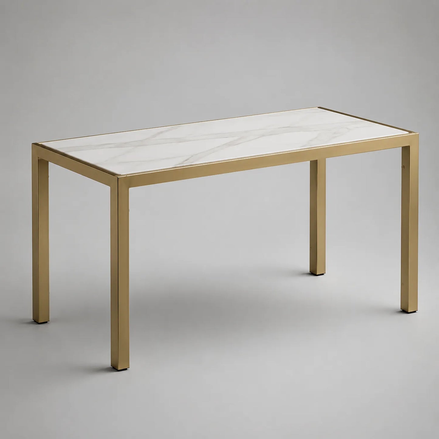 Rechteckiger Esstisch mit Marmorplatte und goldenen Metallbeinen 120x60x75 cm