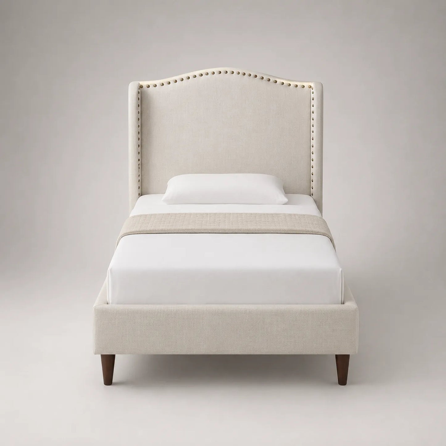 Einzelbett mit Stoffbezug und Holzbeinen 200x100 cm