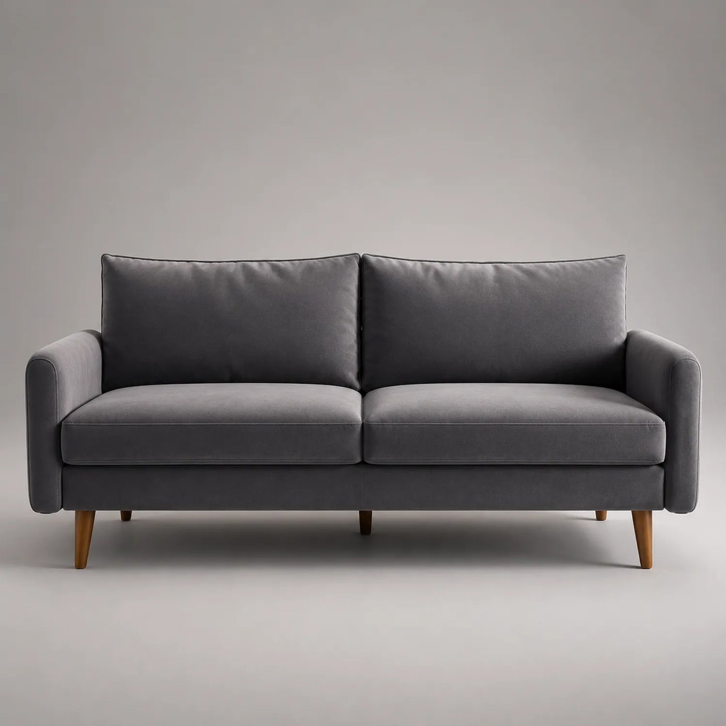 Zweisitzer Sofa Stoff Grau Holzbeine
