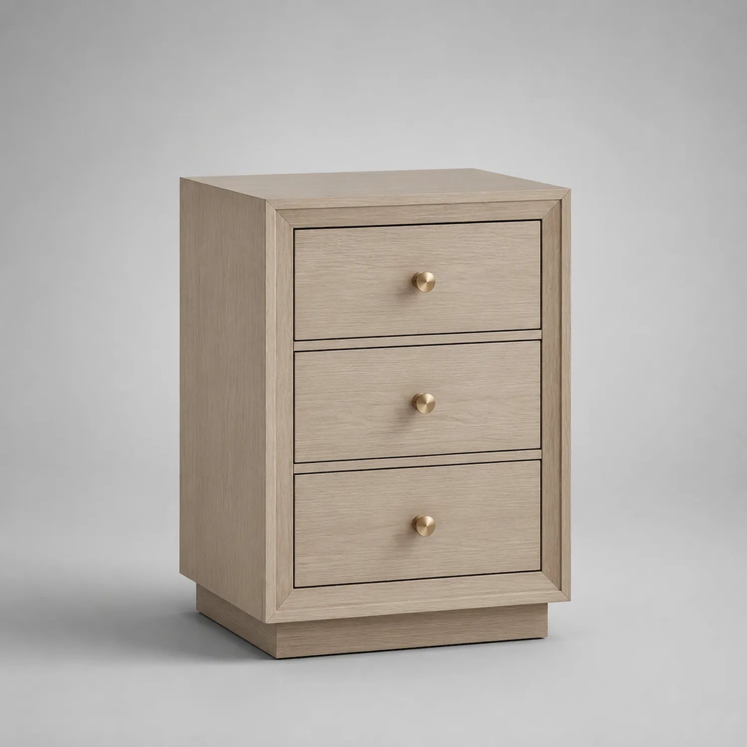 Eichenfurnier Nachttisch mit 3 Schubladen Beige