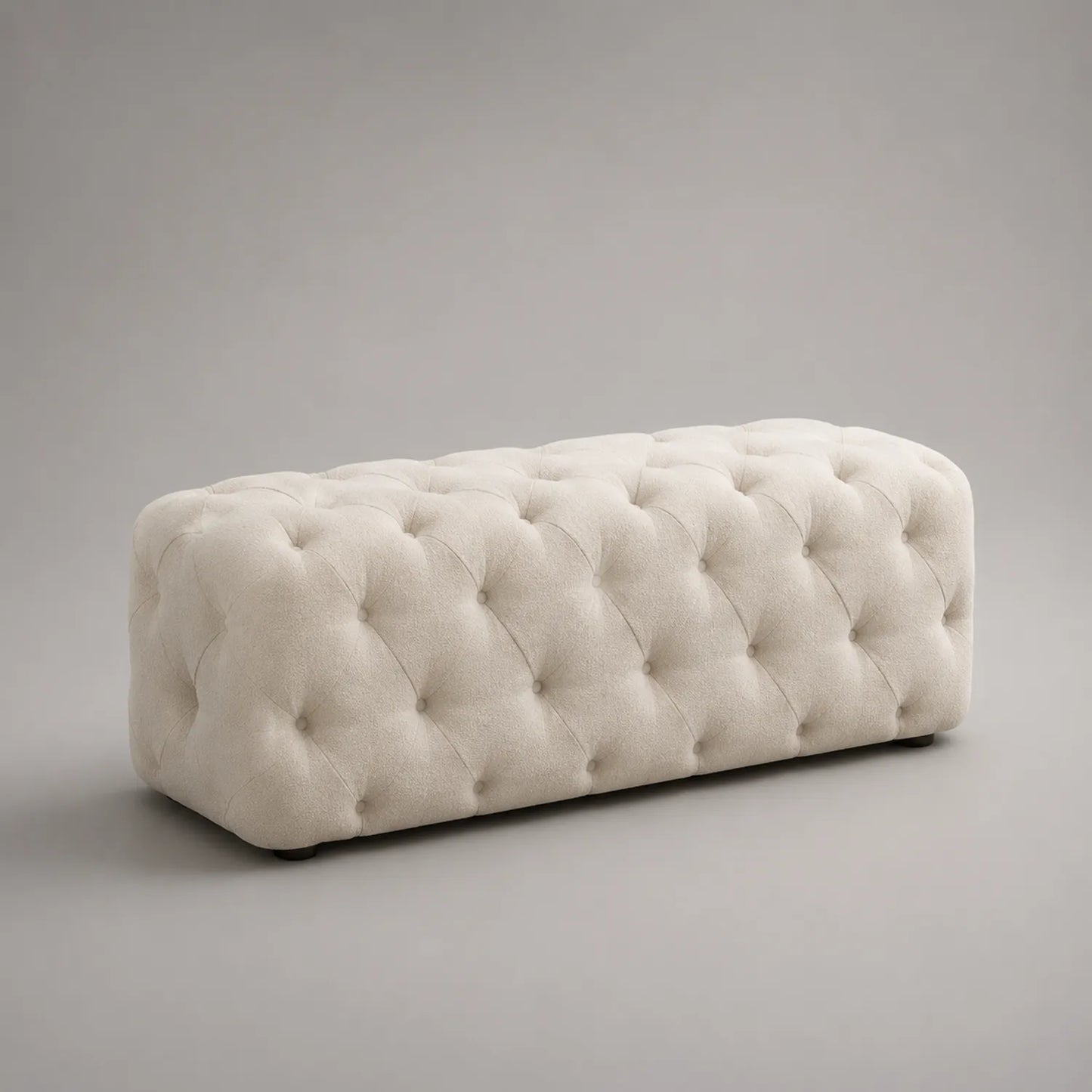 Rechteckige Polsterbank aus Samt Beige 120x45x45 cm