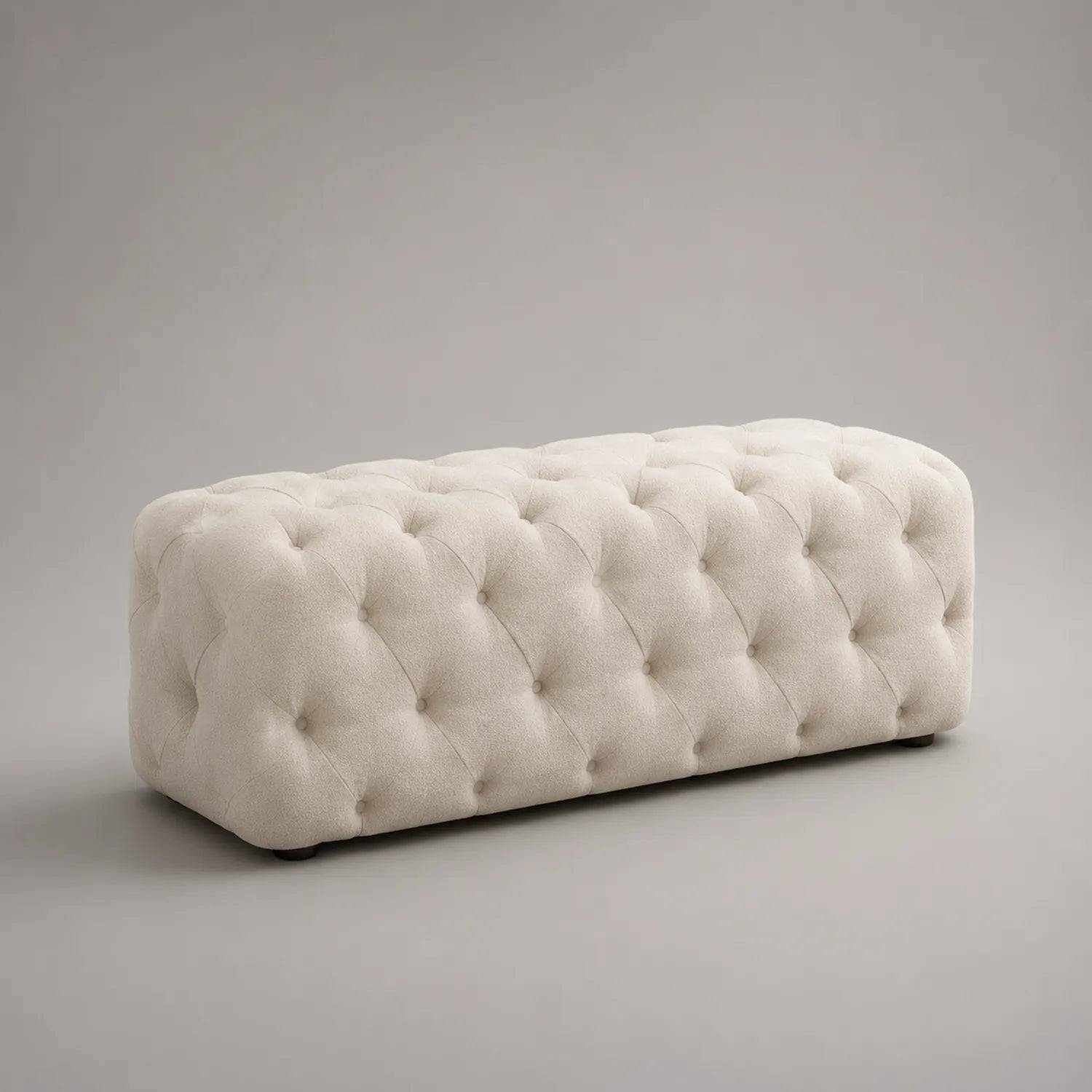 Rechteckige Polsterbank aus Samt Beige 120x45x45 cm