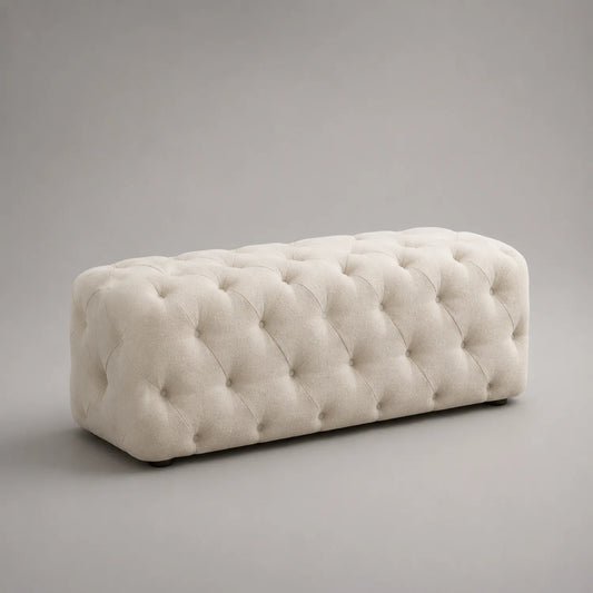 Rechteckige Polsterbank aus Samt Beige 120x45x45 cm
