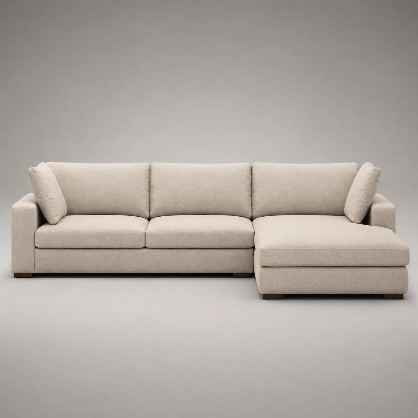 Ecksofa mit Ottomane Holzrahmen Beige