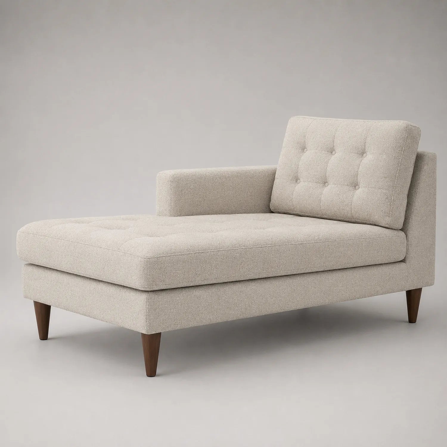 Chaiselongue mit Stoffbezug Beige und Holzbeinen 150x80x75 cm