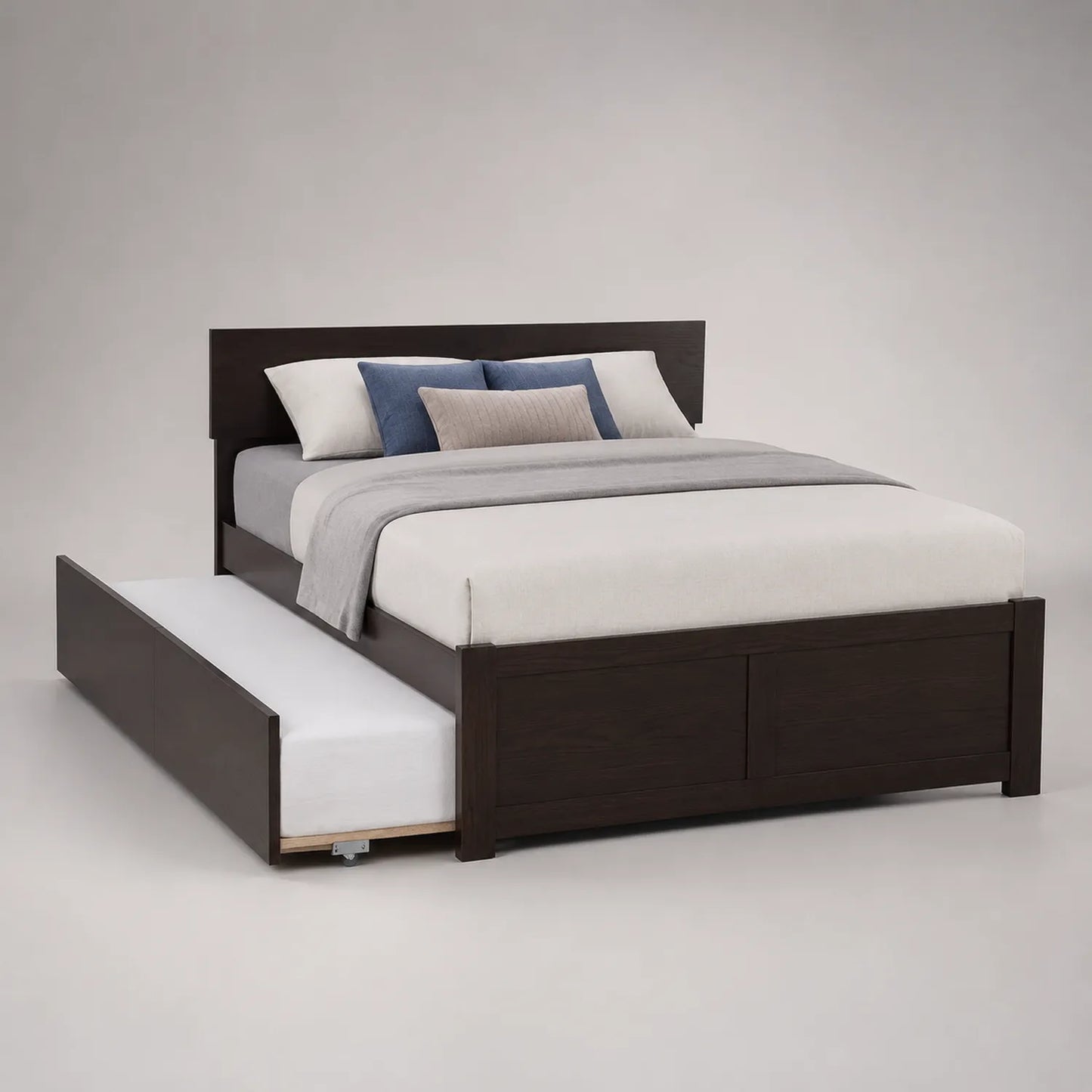Holz-Doppelbett mit ausziehbarem Bett Dunkelbraun 200x180 cm