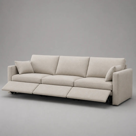 3-Sitzer Sofa mit Relaxfunktion Stoff Beige 220 cm