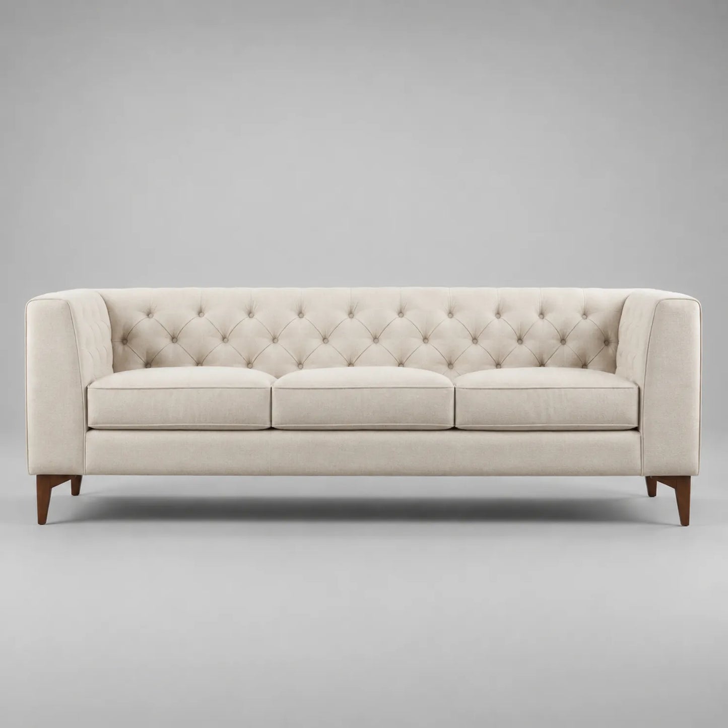 3-Sitzer Sofa Beige Stoff Massivholzbeine