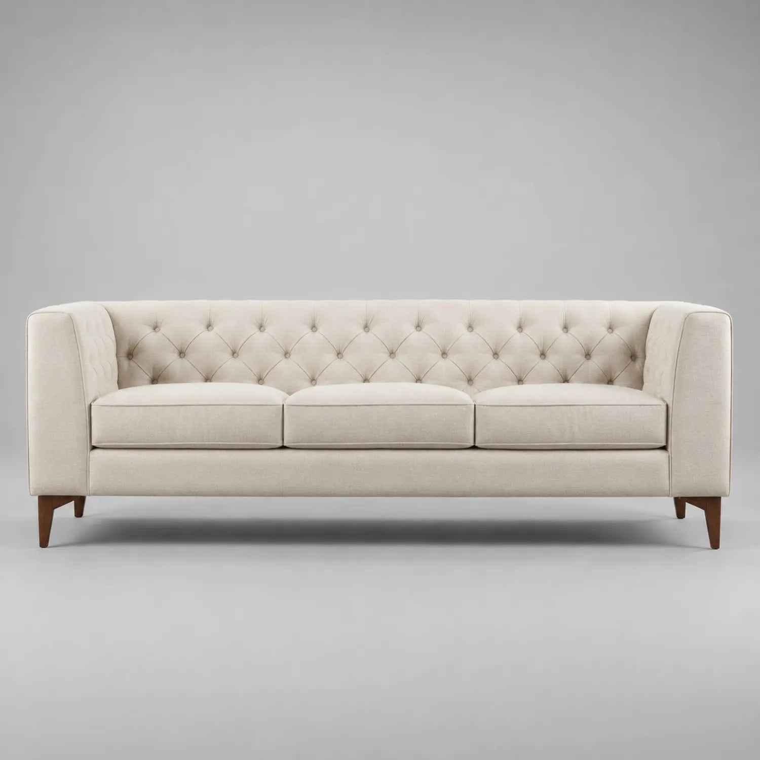 3-Sitzer Sofa Beige Stoff Massivholzbeine