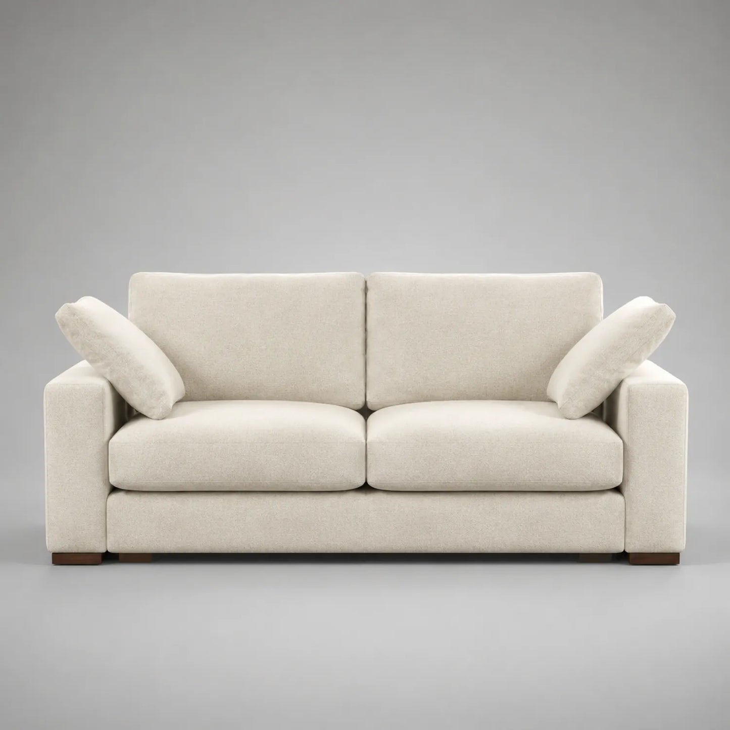 Zweisitzer Sofa Holzfüße Polyestergewebe Beige 200cm