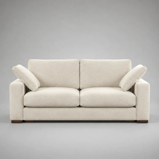 Zweisitzer Sofa Holzfüße Polyestergewebe Beige 200cm