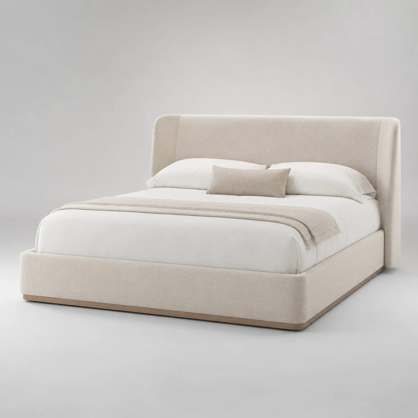 Stoffbett Holz Beige 200x180 cm