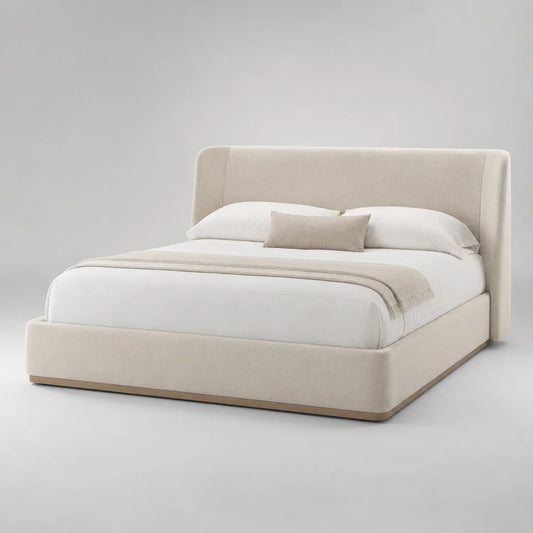 Stoffbett Holz Beige 200x180 cm