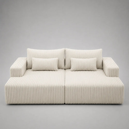 2-Sitzer Sofa Cord Stoff Beige 180x90x85cm