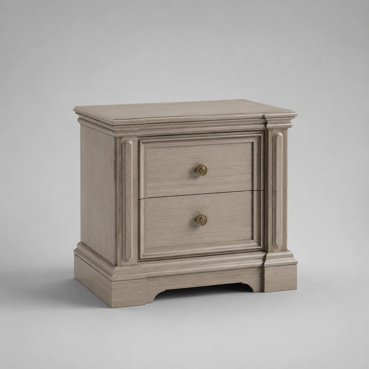 Massivholz Nachttisch mit 2 Schubladen 60x40x55 cm Beige