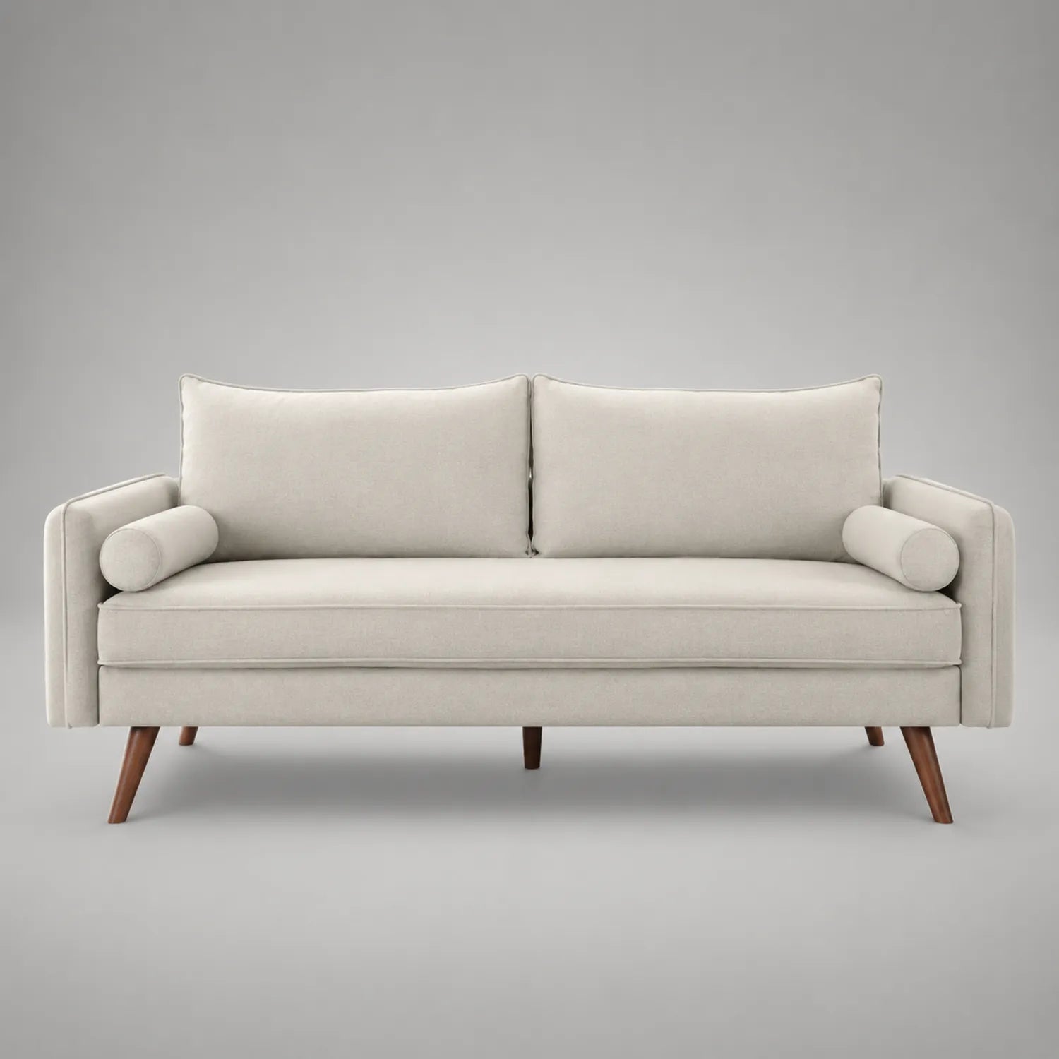 3-Sitzer Sofa Stoff Beige mit Massivholzbeinen