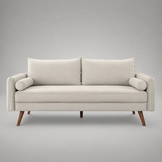 3-Sitzer Sofa Stoff Beige mit Massivholzbeinen