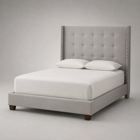 Stoffbett mit Kopfteil 200x160 cm Hellgrau