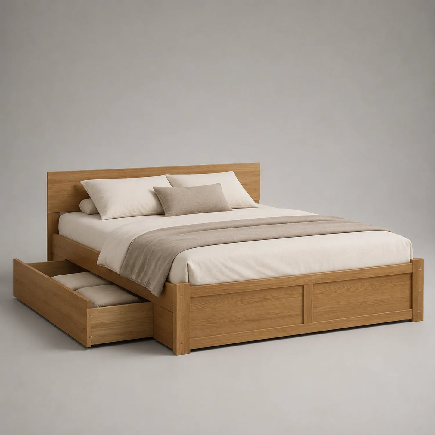 Eiche Doppelbett mit Schubladen 200x180 cm