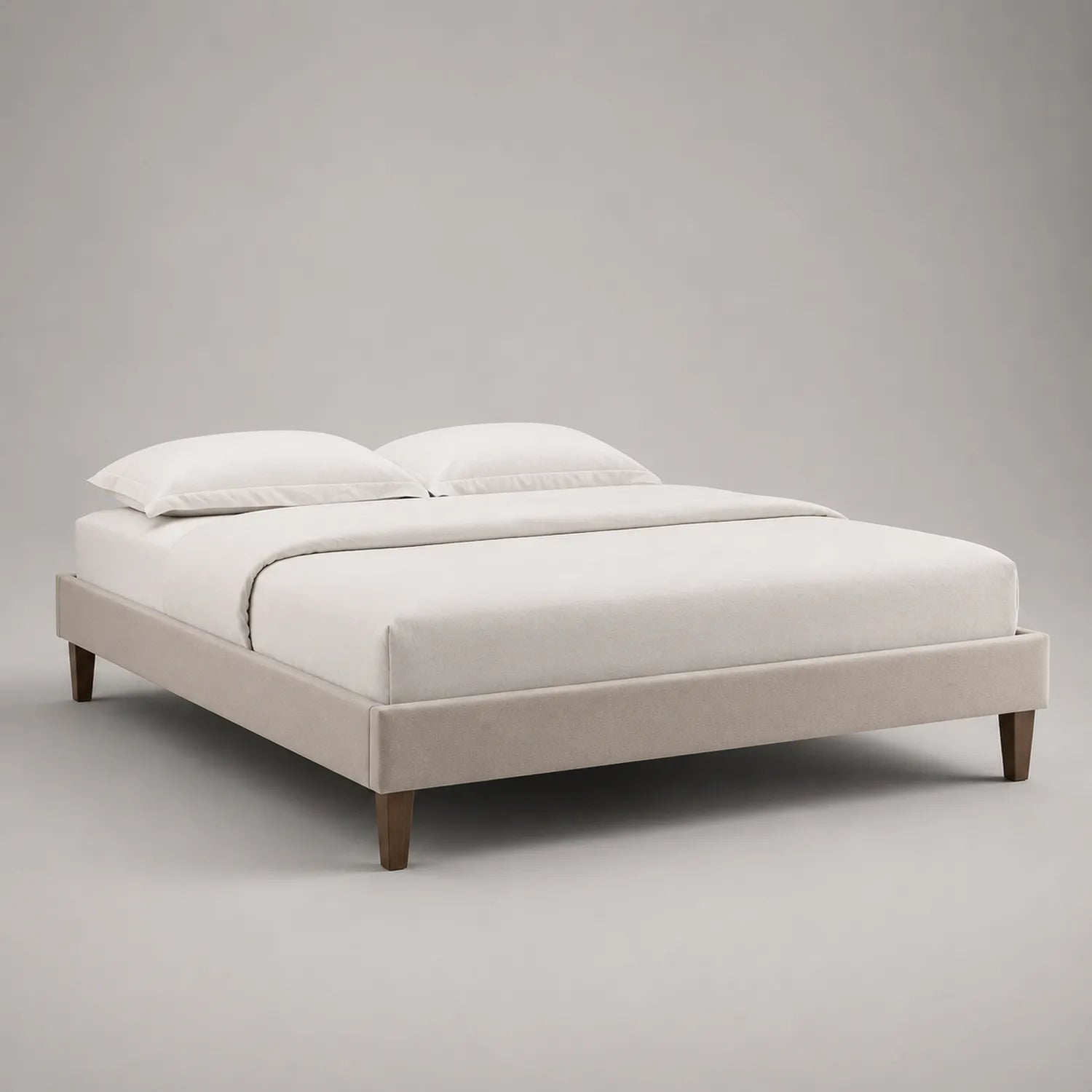 Stoffbett 180x200 cm Beige mit Massivholzbeinen