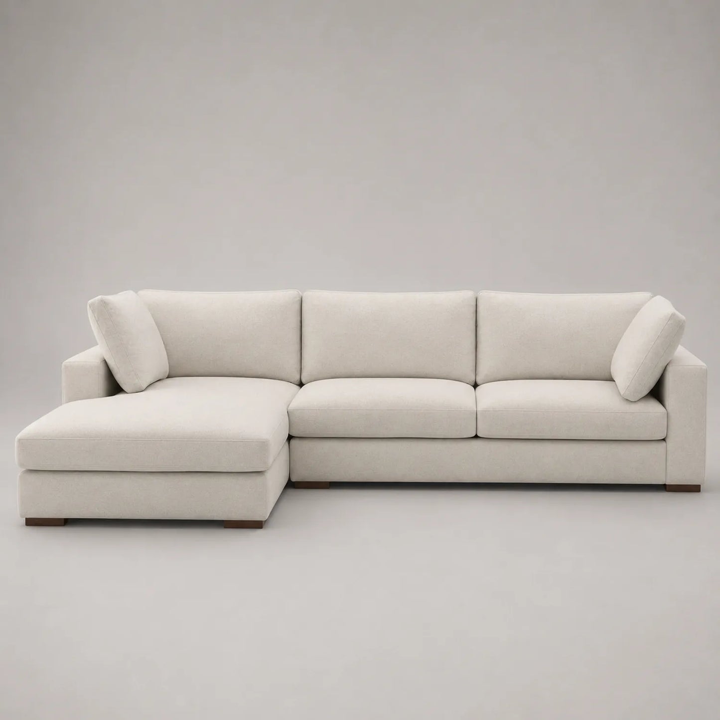 Ecksofa mit Ottomane Links Stoff Beige