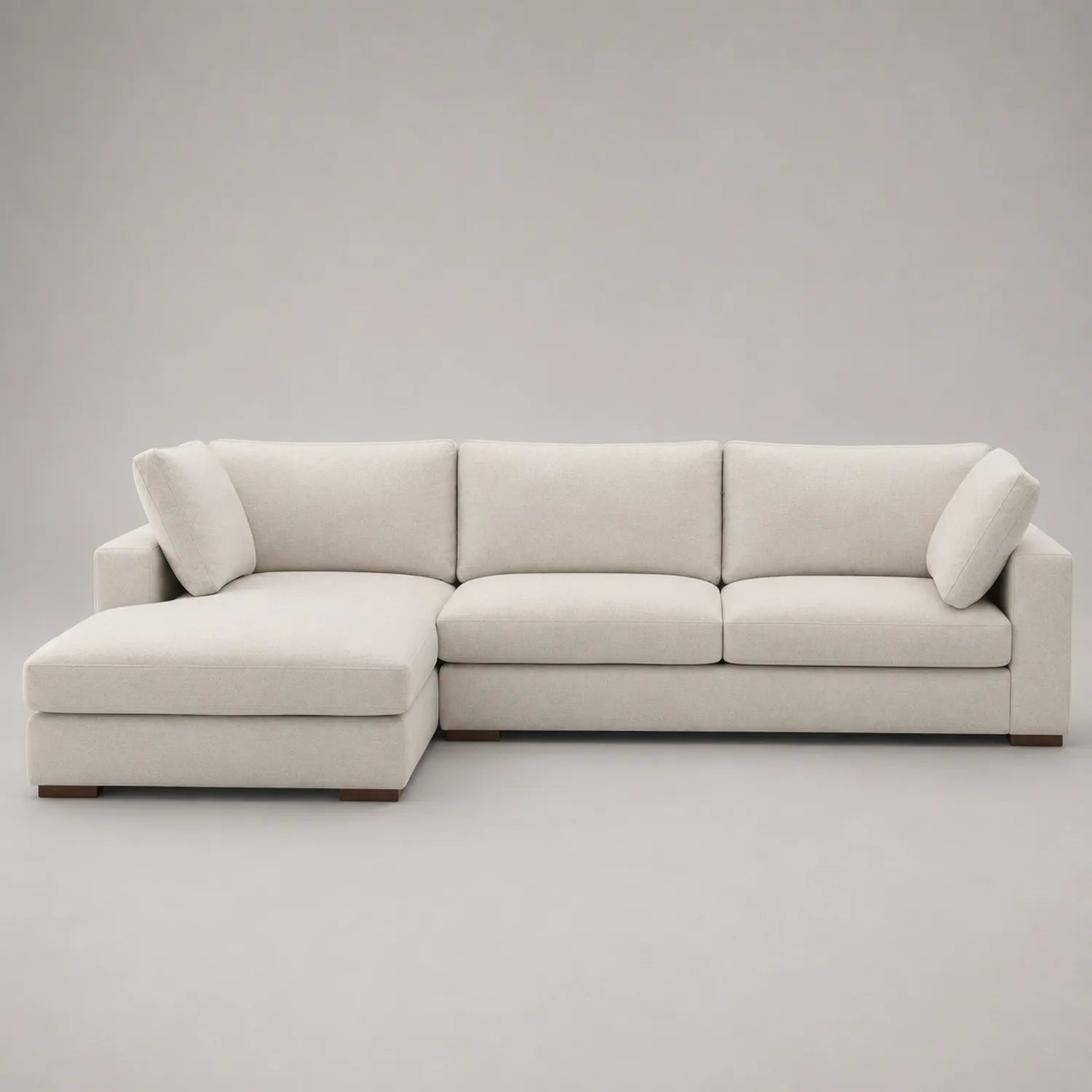 Ecksofa mit Ottomane Links Stoff Beige