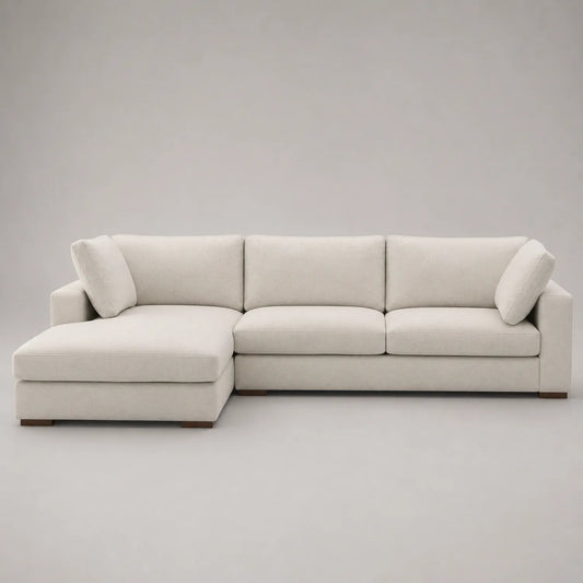 Ecksofa mit Ottomane Links Stoff Beige