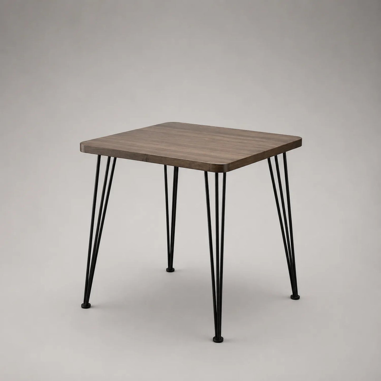 Holztisch quadratisch mit schwarzen Metallbeinen 80x80x75 cm