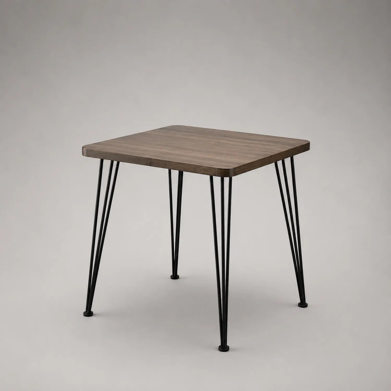 Holztisch quadratisch mit schwarzen Metallbeinen 80x80x75 cm