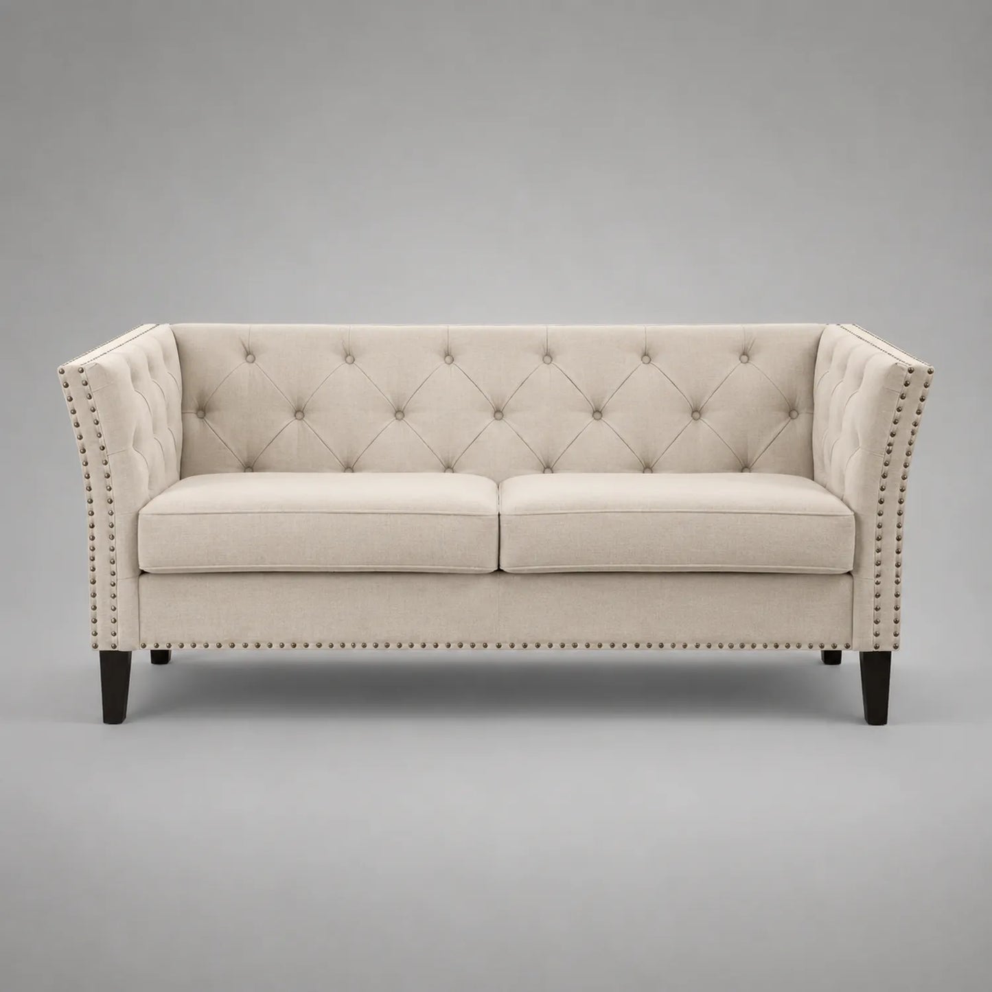 3-Sitzer Sofa Stoff Beige mit Holzrahmen