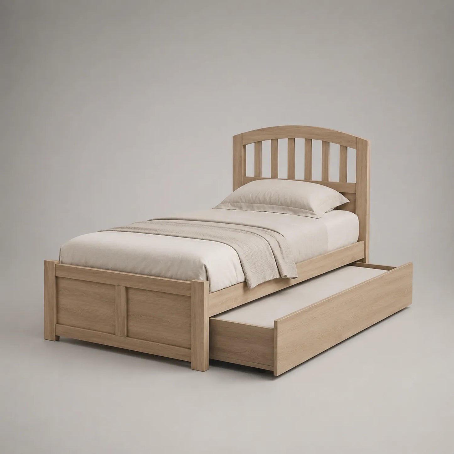 Einzelbett mit Schublade Holz 200x90 cm Eiche