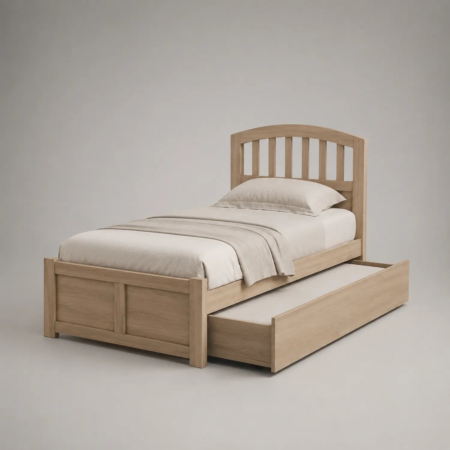Einzelbett mit Schublade Holz 200x90 cm Eiche