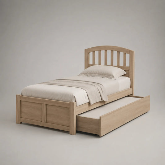 Einzelbett mit Schublade Holz 200x90 cm Eiche