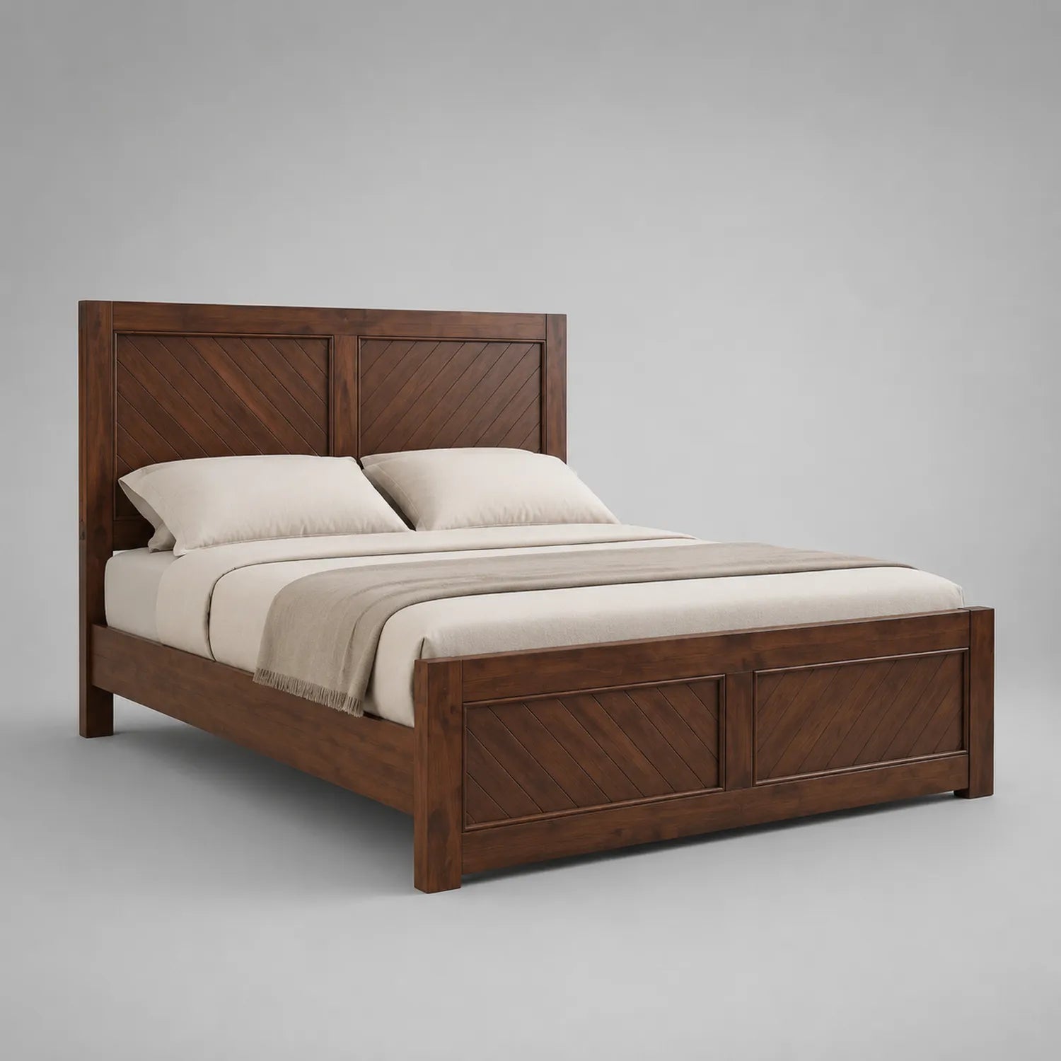 Massivholzbett Akazie mit Kopfteil 200x160cm Braun