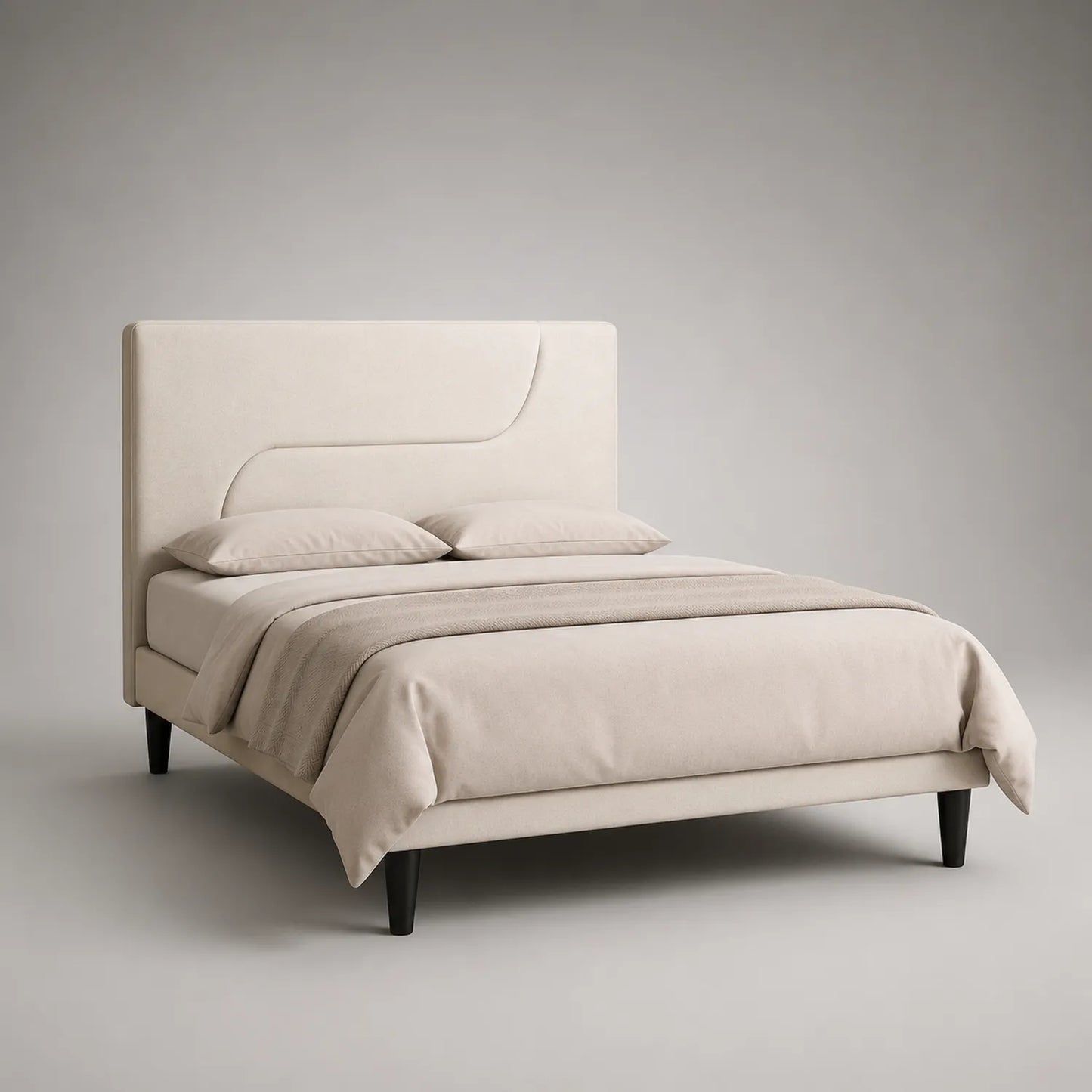 Beige Stoff Doppelbett mit Kopfteil 160x200 cm
