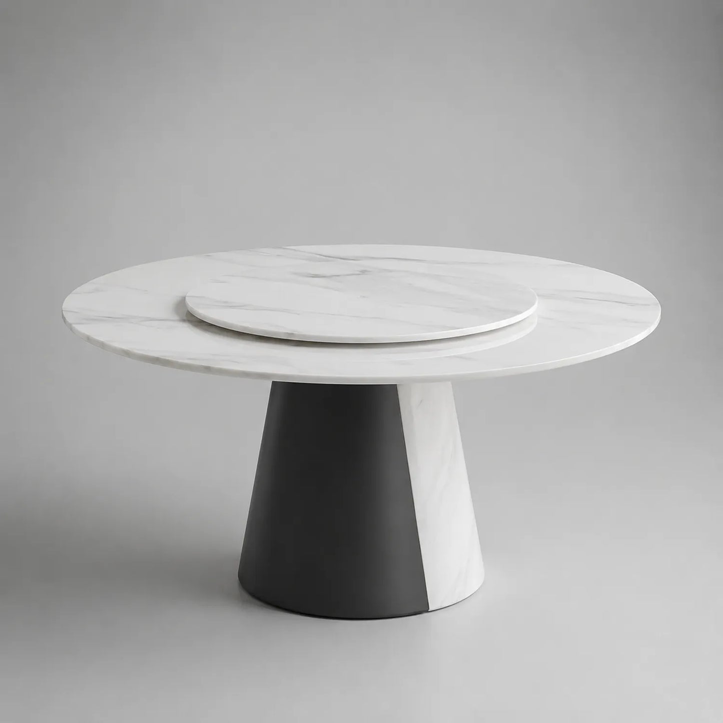 Runder Marmortisch mit Drehteller aus Carrara-Marmor und Metall
