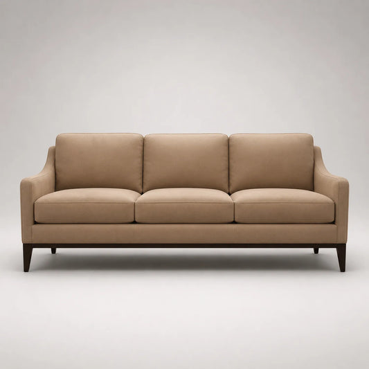 3-Sitzer Sofa Polyester Massivholz Beige