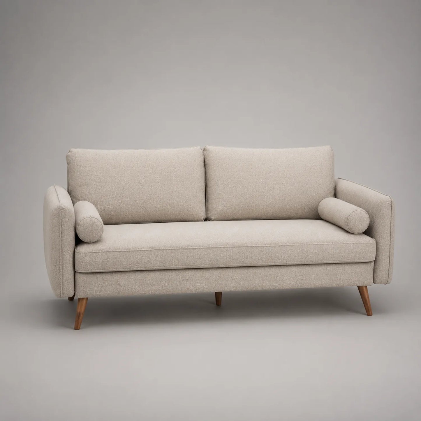 3-Sitzer Sofa Stoff mit Holzbeinen Beige