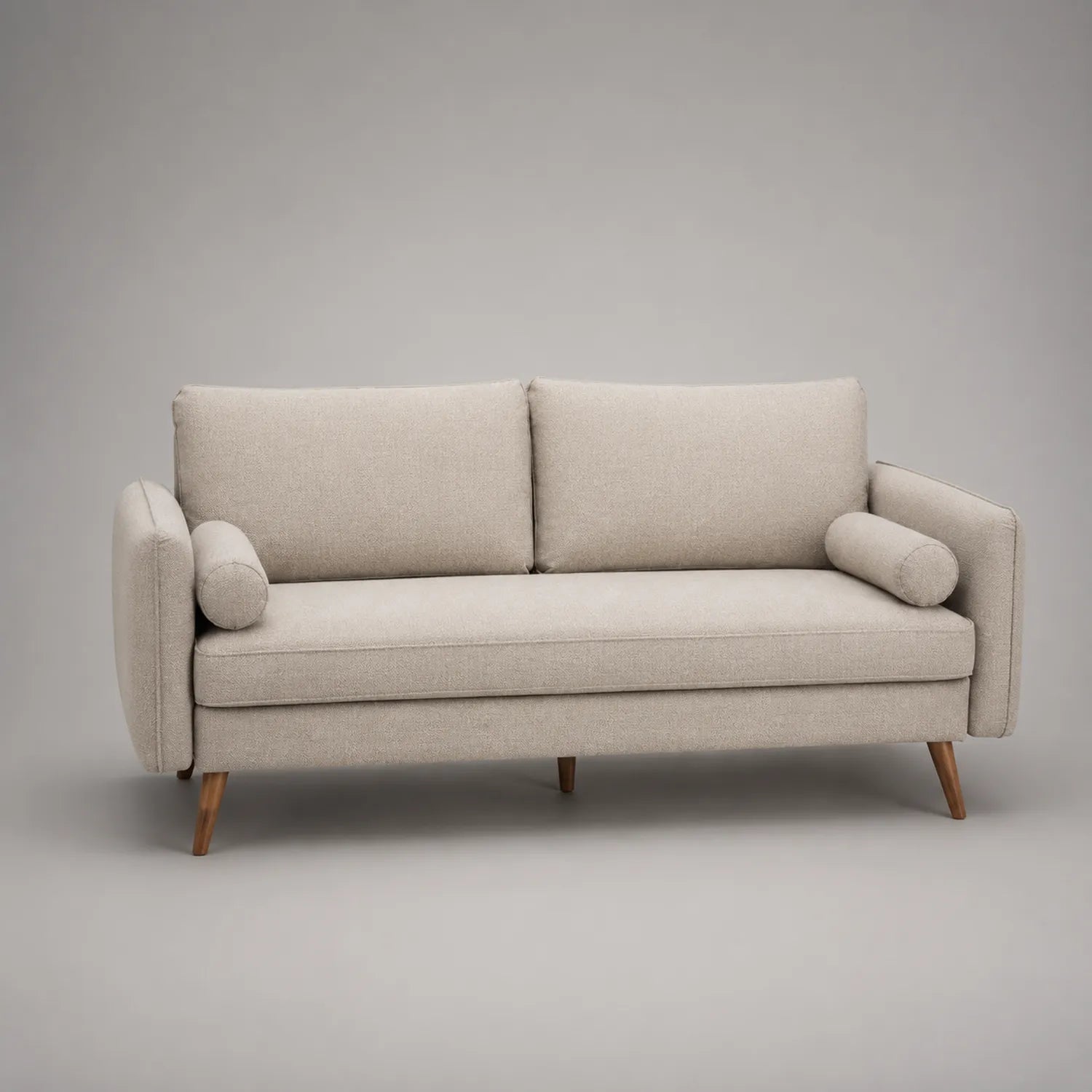 3-Sitzer Sofa Stoff mit Holzbeinen Beige