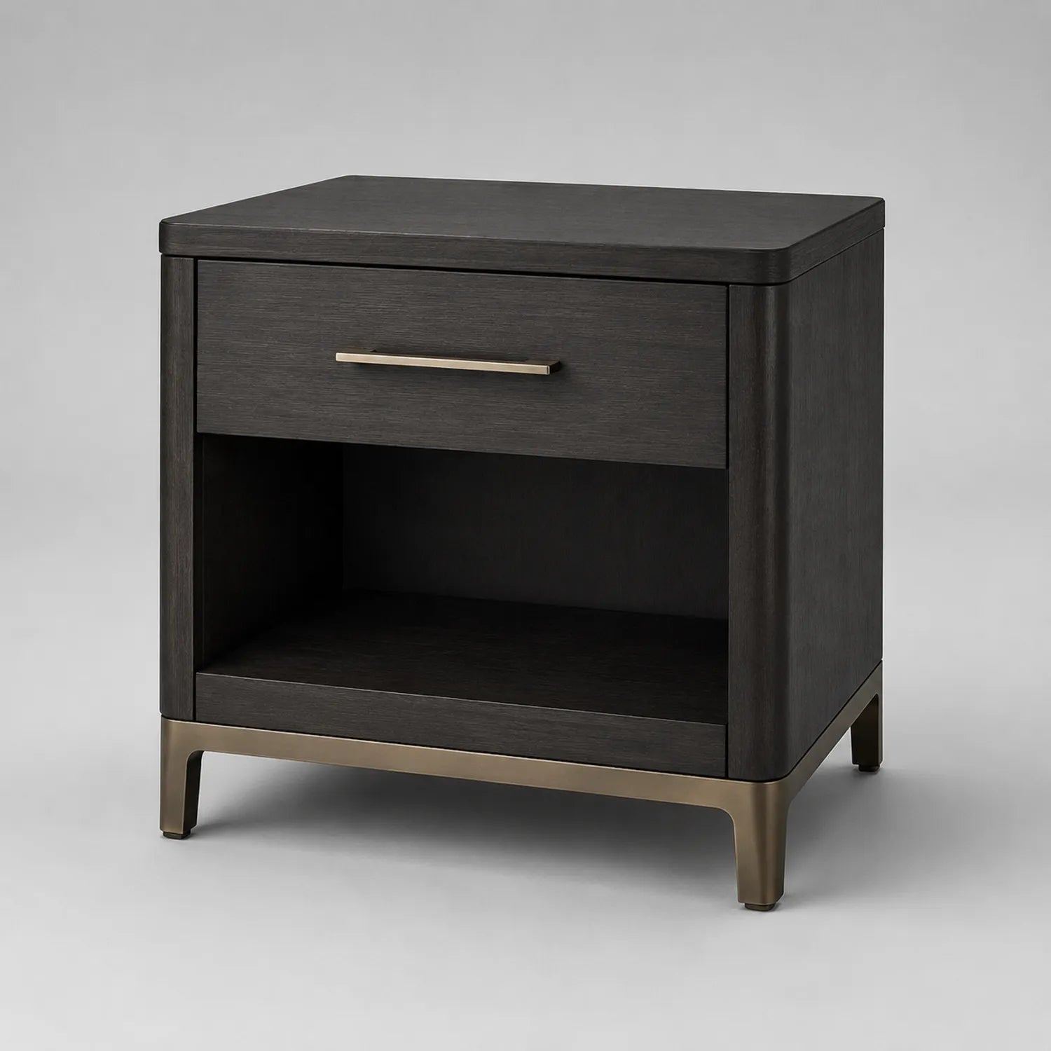 Nachttisch aus MDF und Metall Dunkelgrau 60x40x55 cm