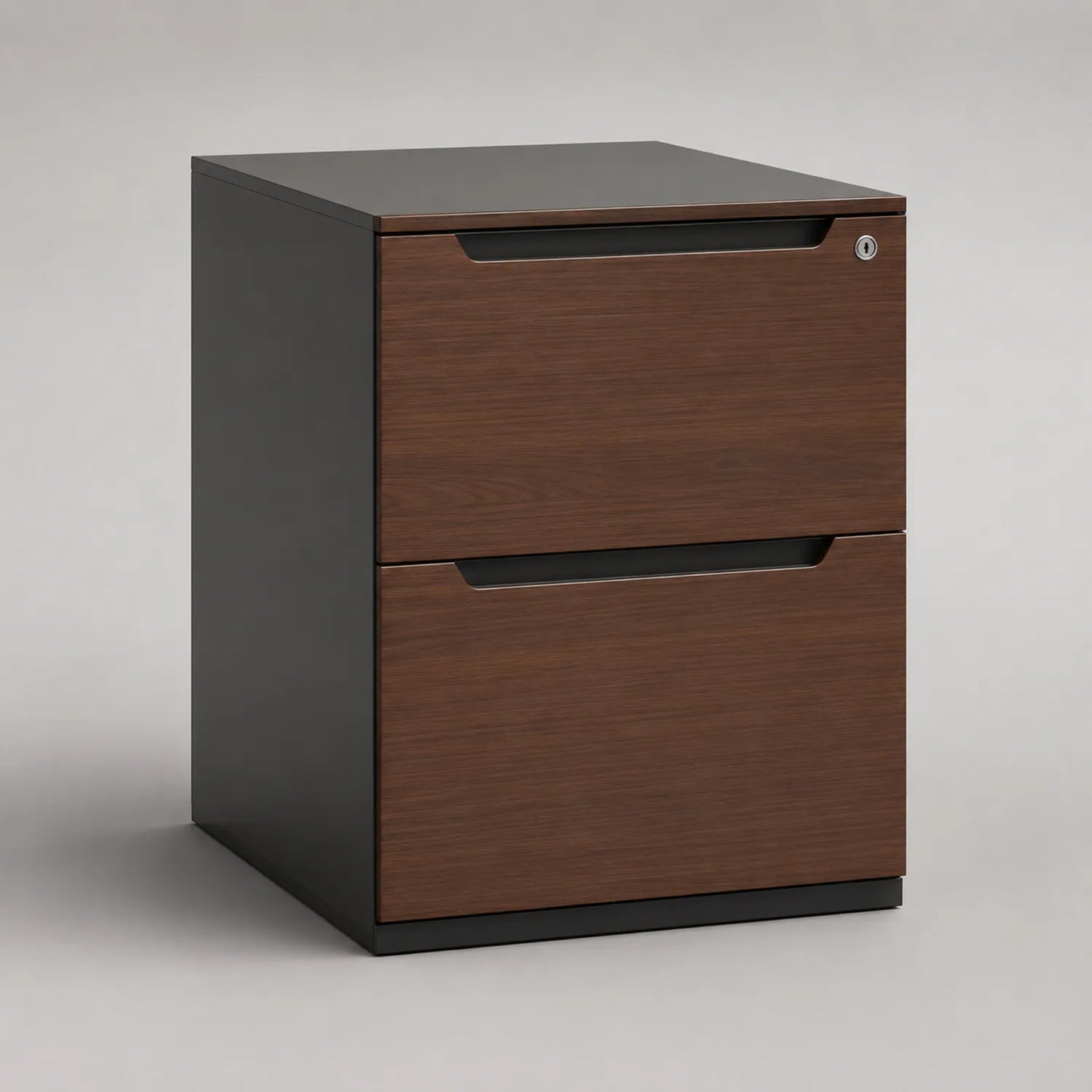 Aktenschrank mit 2 Schubladen aus MDF Dunkelbraun und Schwarz