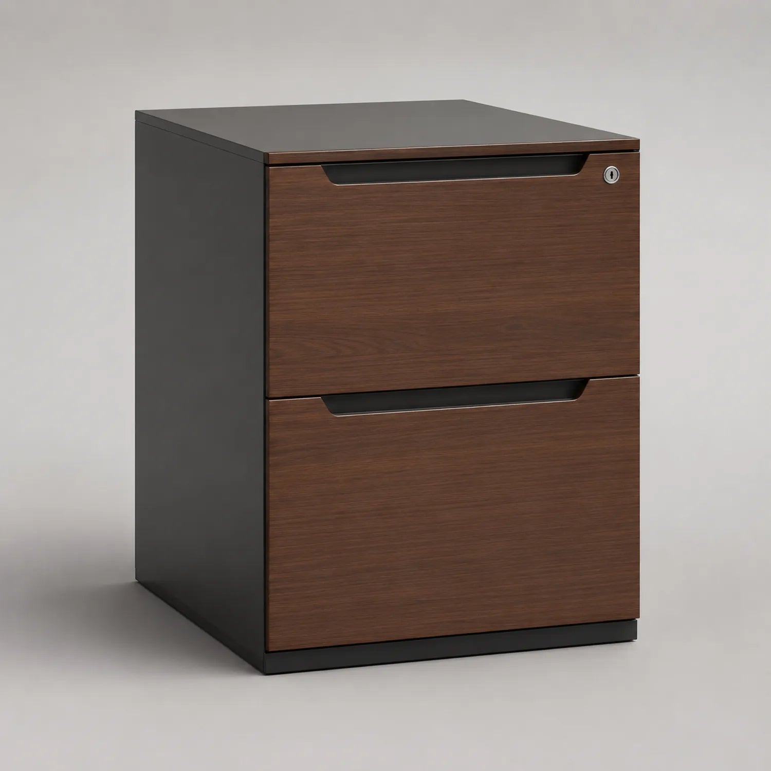 Aktenschrank mit 2 Schubladen aus MDF Dunkelbraun und Schwarz
